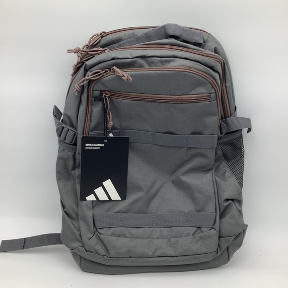 Adidas Impulse Backpack Grey Four Trace Brown Laptop Hydration Storage - Picture 1 of 7